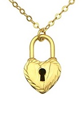 ravishing teensy-weensy yellow gold heart padlock charm necklace